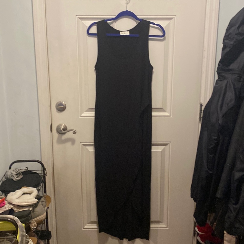Black maxi high/ low asymmetrical dress